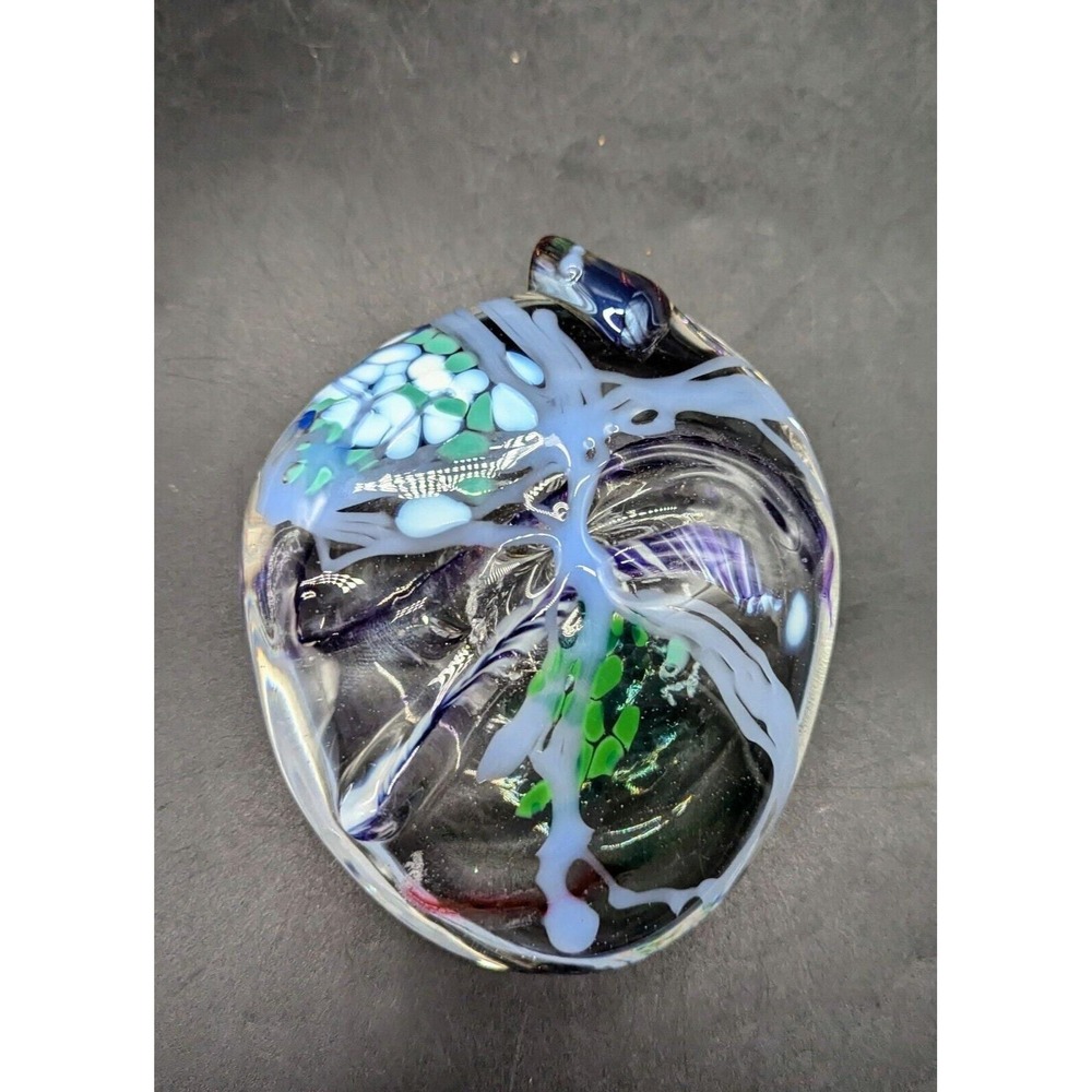 Studio Art Glass Jon Silverman Handmade Flat  Paperweight 4.75" Signed